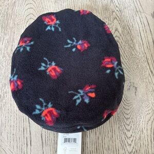 Brixton Black Hat with Red Floral Accents